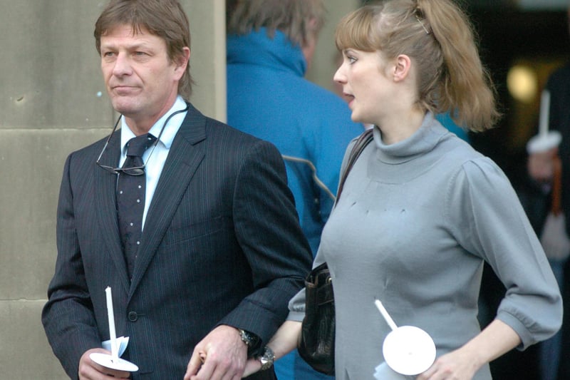 Sean Bean and wife Georgina leaving a memorial service for Adrian Sudbury at Sheffield Cathedral. Sean gave a reading for the young campaigning journalist who charted his fight against leukemia on his Baldy's Blog. They met when Sean visited the Royal Hallamshire Hospital.