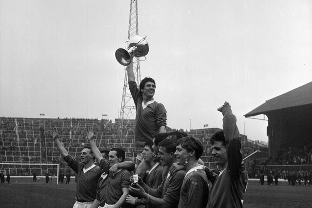 Celtic v Rangers at Ibrox in the Scottish League Cup final in 1964. Rangers with the trophy after beating Celtic 2-1.