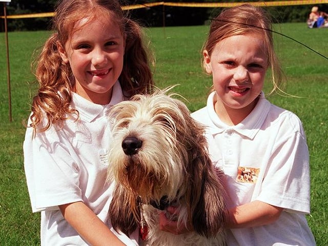 Pictured are Helen and Joanne Clappison with their dog 'Innis' at the RSPCA Scruffs Dog Show in Graves Park, Sheffield, August 22, 1999