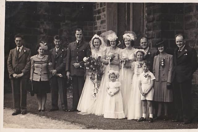 Peggy and her family on her wedding day