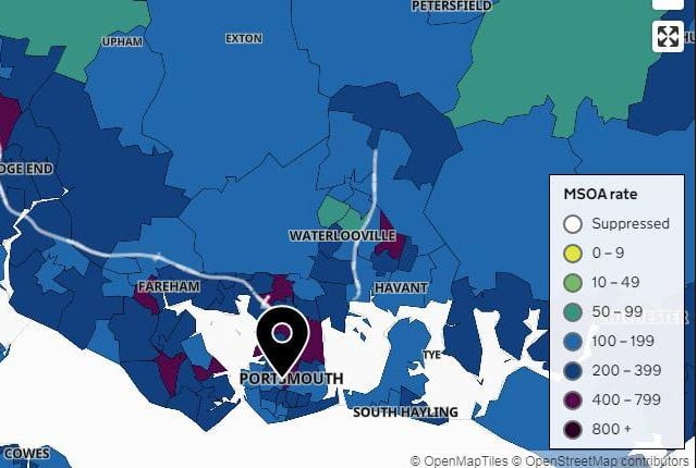 Key explaining what the colours mean on the map.