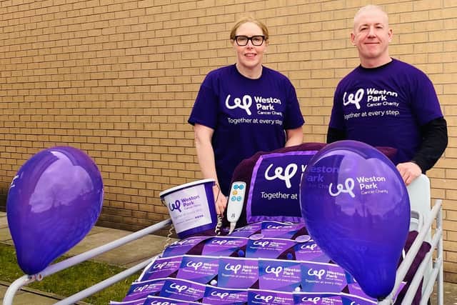 Debbie Cundy and Richard Hepworth, who are taking part in a sponsored bed push around Sheffield on April 23 to raise money for Weston Park Cancer Charity