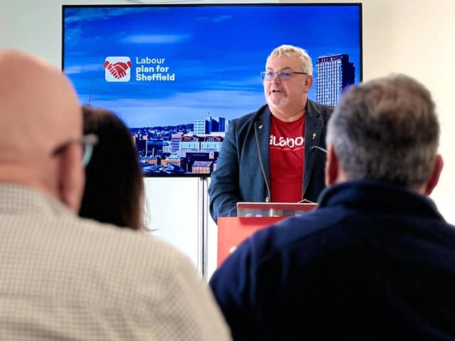 Former Sheffield City Council leader Coun Terry Fox, speaking at the launch of the Labour Party manifesto for the city council elections in May - his resignation as leader was announced on the day of the election count. Picture: Labour Party