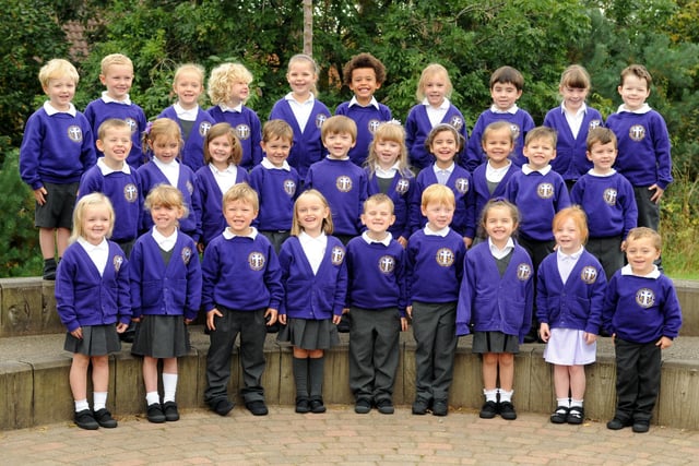 Mrs Tooley's reception class at Cleadon Village C of E Academy. Who can you spot in this 2014 photo?