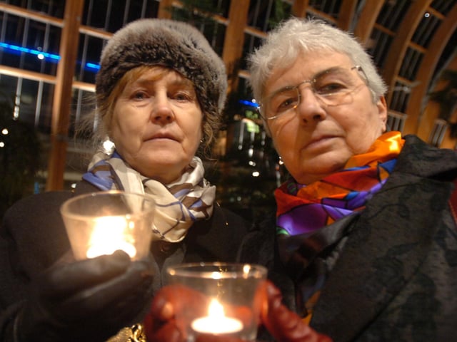 Pictured in the Sheffield Winter gardens in 2007, where the Holocaust Memorial Day service was held. Seen is the Lord Mayor of Sheffield Coun Jackie Drayton, and the leader of the council Coun Jan Wilson with candles.