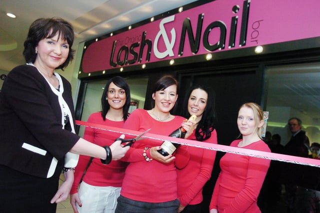 Rebecca Taylor, (middle) formally of Locks and Lashes, has expanded her business by opening new premises 'The Original Lash and Nail bar', in the Frenchgate Centre. Julie Wilson, Success Doncaster Programme Manager, officially opened the bar along with Rebecca Murray, Beauty Therapist, Rebecca Taylor, owner, Rachael Riches, Manager/nail Technician and Laura Ellis, Nail Technician in 2009