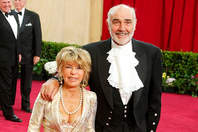 Sean Connery and wife Micheline attend the 75th Annual Academy Awards at the Kodak Theater on March 23, 2003 in Hollywood, California.