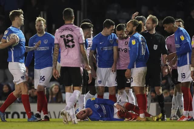 Pompey played the last 21 minutes with an extra man advantage after Massimo Luongo saw red for a foul on Ronan Curtis