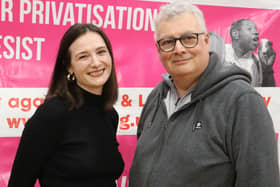 Sheffield general election candidates for the Trade Unionist and Socialist Coalition, Mick Suter and Isabelle France. Isabelle is speaking at a TUSC meeting ahead of the May 2 council elections. Picture: TUSC