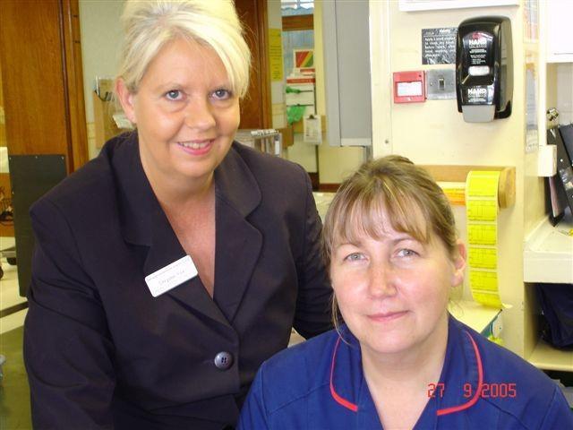 Chrystal Fox was the new Deputy Director of Nursing at the three-star Doncaster & Bassetlaw Hospitals NHS Foundation Trust in 2005
Pictured are Chrystal Fox, Deputy Director of Nursing (left) with Assistant Matron Joanne Pack.