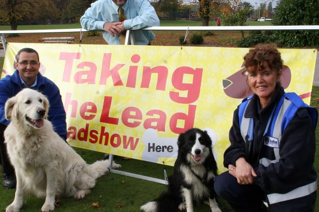 A Responsible Dog Walking campaign was launched in Queen's Park in 2009. L-R, Mark Rawson with Gem, Coun Ian Openshaw, Michelle Hill with Oscar.
