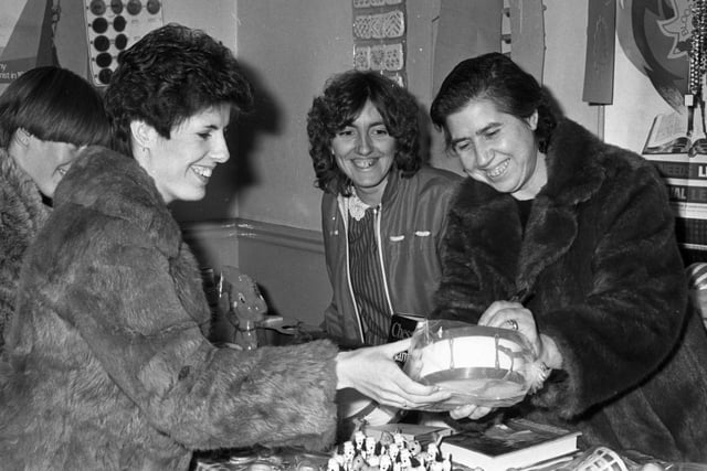 Penshaw Salvation Army Christmas fair in November 1983 and preparing one of the stalls was Sharon Boxall, Wendy Fishwick and Rose Hambling.