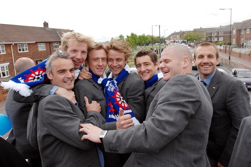 The Pools players enjoying a historic moment in 2007.