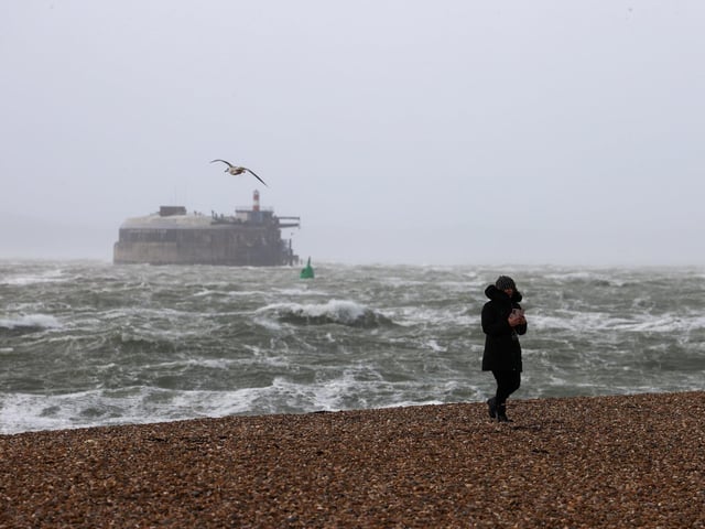 Spitbank Fort could be seen being battered by the waves. Photos by Alex Shute