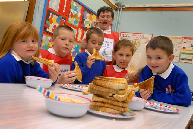It's ten years since this photo was taken and it shows children at Lukes Lane Community School where a breakfast club was set up with the help of Greggs. Remember this?