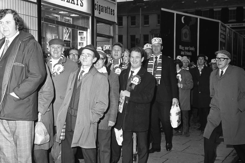 Supporters leave for Wembley in the early hours on a May morning in 1973.