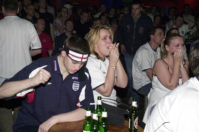 Disbelief at the Leadmill as England go out against Brazil in the World Cup on June 21, 2002