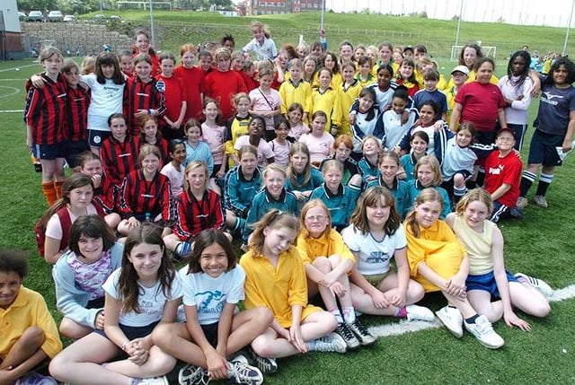 Some of the teams at the girls primary school tournament at the Sheffield United Academy, on May 17, 2004