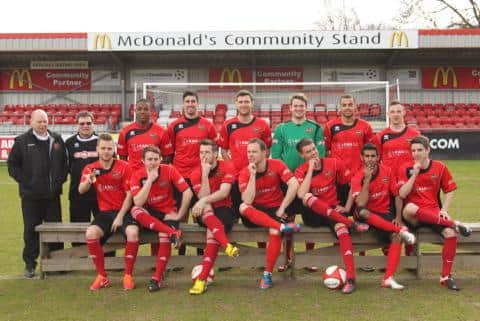 Mick Jenkins (second from left) with the Sheffield FC players during his time as club physio (pic: Ben Webster)
