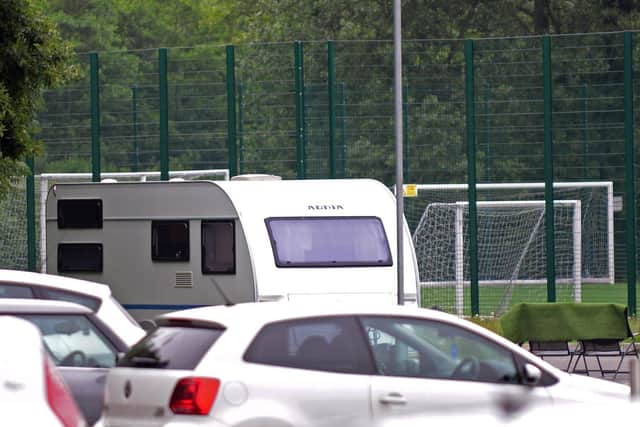 Travellers set up camp in the car park of Thorncliffe Health and Leisure Centre, in High Green, in 2019. Picture: Marie Caley