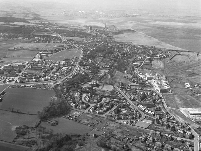 Aerial of Bo'ness, West Lothian, looking west towards Grangemouth. May 1966.