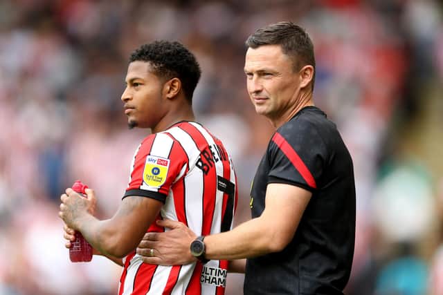 Paul Heckingbottom, manager of Sheffield United embraces Rhian Brewster (Cameron Smith/Getty Images)
