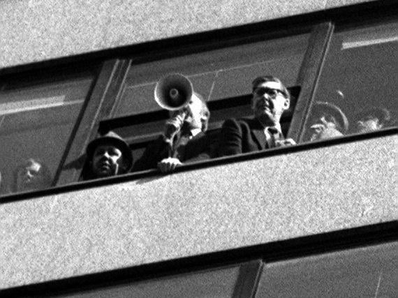 Miners leaders addressed strike workers from one of the windows of St James' House on April 12, 1984