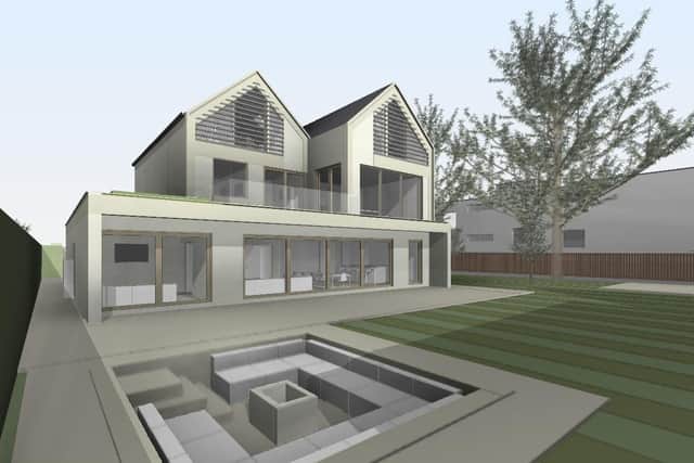 A 3D view from Blenheim Architecture of proposed new homes on the site of a house on Dore Road, Dore, Sheffield. The scheme is being considered by the city council's July planning committee