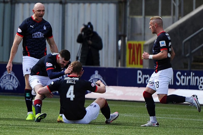 Celebrations following Ben Hall's opening goal for Falkirk (Picture: Michael Gillen)