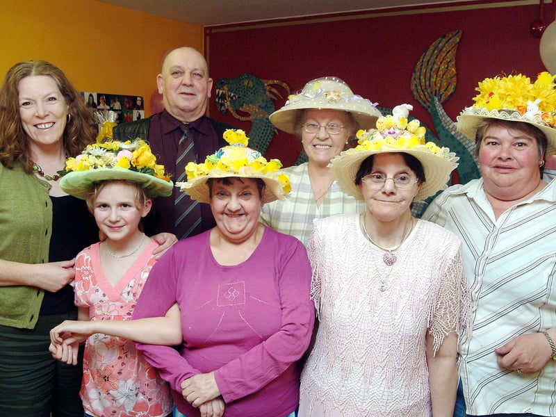 Members of the Mansfield Woodhouse Vale Road Focus Point bingo club show off their Easter bonnets after winning prizes in 2009.  
Judging the competition were councillors Joyce Bosjnak, left, and Derek Birkin.
