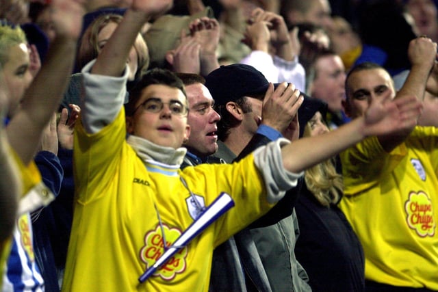 SHeffield Wednesday fans celebrate after beating Aston Villa in the League Cup at Villa Park in 2001
