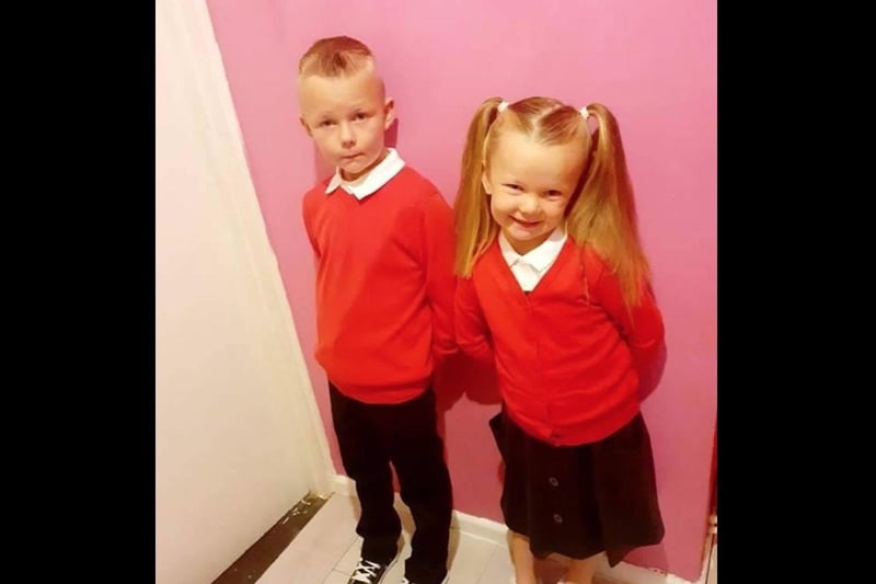 Parents from across the Portsmouth area shared photos as their children returned to school after the summer holiday on Thursday, September 2, 2021. Pictured is Tyler, aged seven, and Indie-Rose, aged five. 