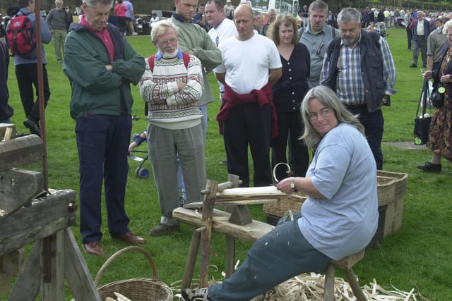 Pictured at the 1998 Chatsworth Country fair, where  bodger Nic Smith  attracted  visitors to watch  the woodcraft skills