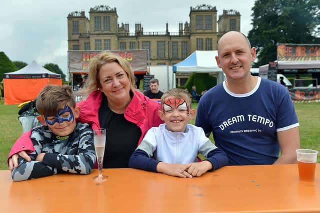 The Bowater family of Seb, Deb, Ben and James enjoy the 2021 Great British Food Festival at Hardwick Hall. The event returns there this year and is at Wentworth Woodhouse, Rotherham for the first time