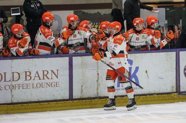 Steelers bench happy at Manchester. Picture: Manchester Storm