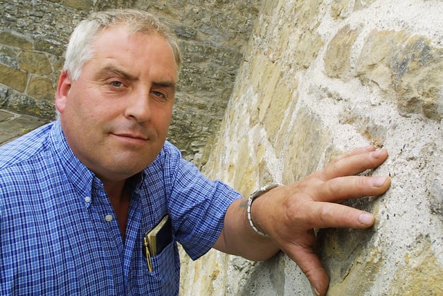 Mike Elliott, Head of Woods and Maintenence, showed how the new lime has been used to render the outside of the restored chapel at Haddon Hall near Bakewell in 2006