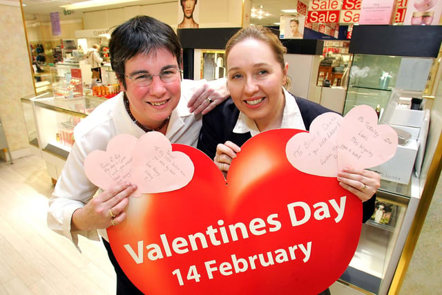 Colleen Hewitt (menswear dept) and Claire Spight (bridal dept) at Midlands Co-op Department Store in Chesterfield in 2006
