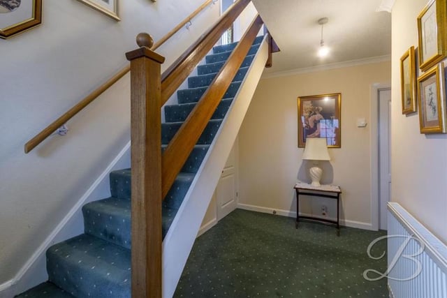 Although the Faraday Road property is classed as a bungalow, the three bedrooms can be found up this short flight of stairs, accessed from the entrance hallway.