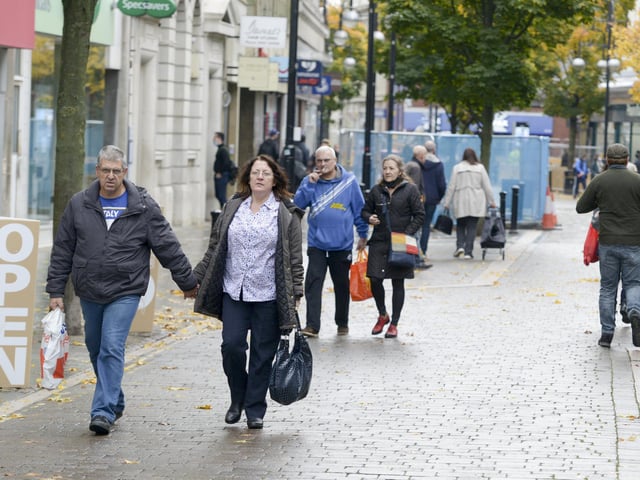 Shoppers on one of Doncaster's main shopping streets
