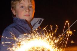 Nine year old Jack Cawkwell at a firework display in Austerfield in 2006.