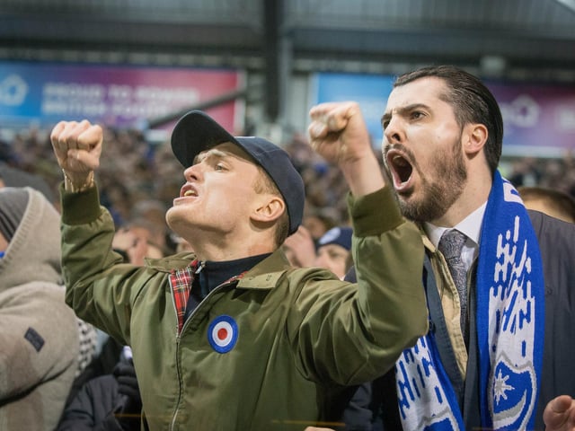 Pompey fans in full voice during the FA Cup clash with Arsenal at Fratton Park.