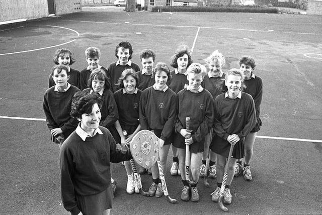 The Under Thirteen hockey team at Our Lady's Convent in Alnwick, 1989.