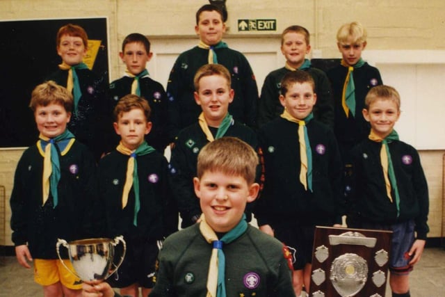 Team captain Callum Rochford and the other winning players of the Seventh Cub Scout football team in April 1996. Who can tell us more about their victory?