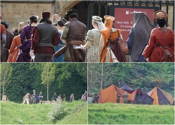 Alnwick Castle gets ready for what it is calling a 'private event' widely rumoured to be the filming of the latest Dungeons and Dragons movie, starring Hugh Grant.