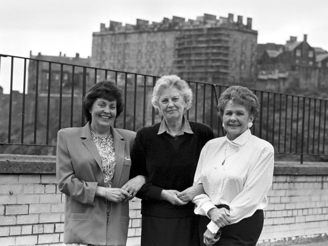 Isma Florence, Chris Summers and Eiuleen O'Malley, staff from Goldbergs department store in Edinburgh, which announced it was closing down in February 1990.