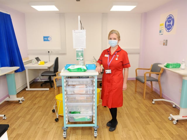 The Portsmouth NHS Covid-19 Vaccination Centre at Hamble House based at St James Hospital is set to open on Monday, February 1.Pictured is: Stephanie Clark, vaccination lead and head of quality and professions, in one of the vaccination bays.Picture: Sarah Standing (310121-1820)