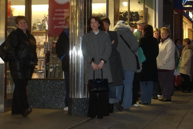 Look at the early morning queues for Christmas Eve bargains at Marks and Spencers in 2003. Are you pictured?