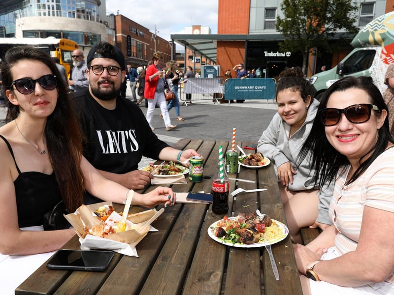 From left, Sabrina Sayar, Mateus Sayar, Maria Clara Sayar and Beatriz Carlho. British Street Food Awards, Gunwharf Quays. Picture: Chris Moorhouse (jpns 280821-03)
