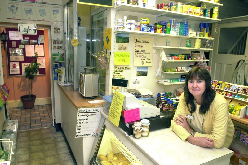 Pictured is Rivelin Valley Post Office with Corinne Lakin in the Post Office/Shop in 2000