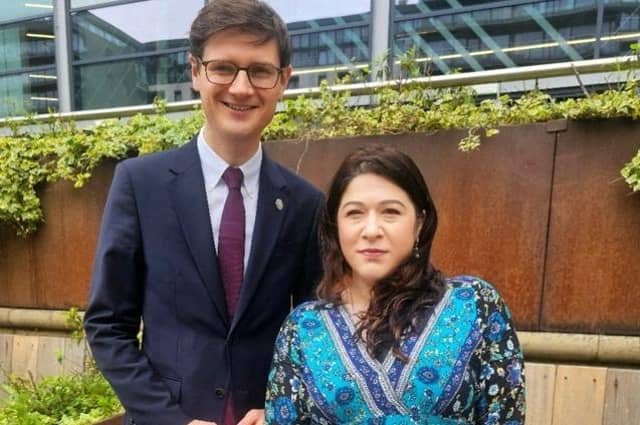 Chair of Sheffield Race Equality Partnership Fatima Khan-Shah and Sheffield City Council leader Coun Tom Hunt, pictured when she was appointed in May 2024. Picture: Sheffield City Council